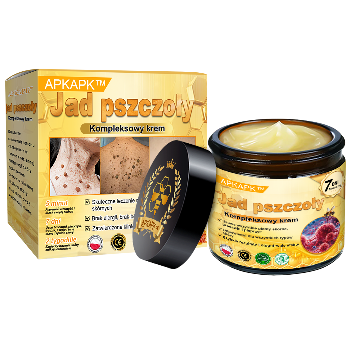 ΑPΚΑPK™ Jad Pszczoły Kompleksowy Krem🥇🥇🥇pomaga w leczeniu problemów skórnych, takich jak: zmarszczki, blizny, plamy pigmentacyjne, rozstępy, trądzik, łuszczyca, egzema, zmiany skórne, podrażnienia, stany zapalne i inne problemy skórne🔥